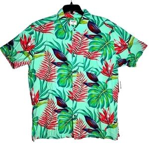 Hurley XL Rincon Tropical‎ Mist Green Short Sleeve Button-Up Shirt
